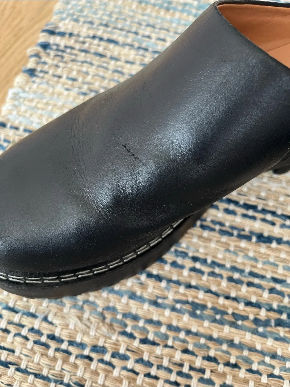 Matisse Lena Chunky Black Leather Slip-On Clog